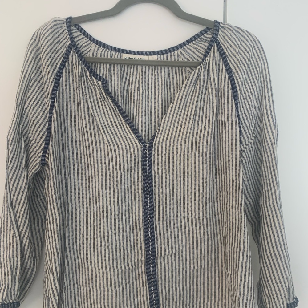 Roller Rabbit blue striped cotton top
